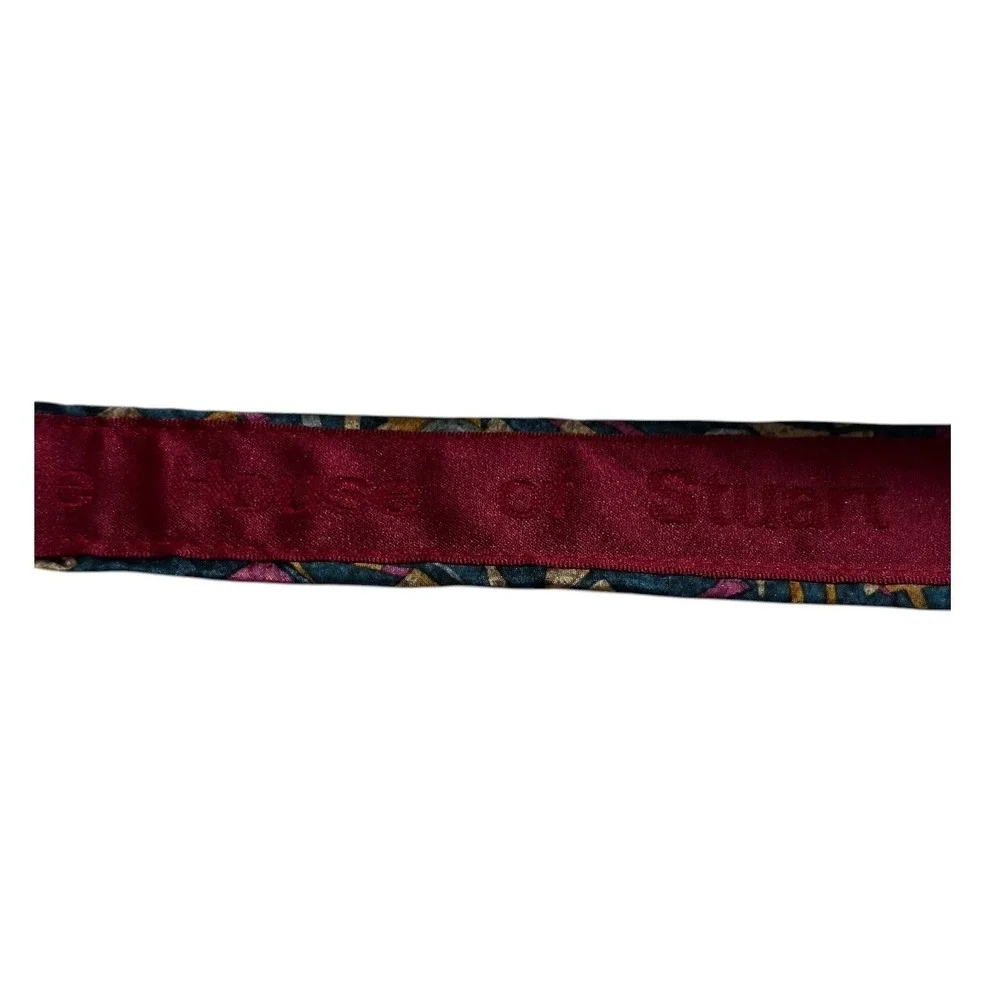 Vintage House of Stuart Signature Silk Tie 90s Abstract Geometric Teal Pink Gold